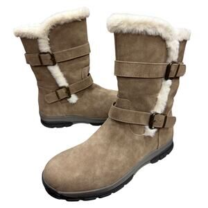 Dream Pairs Women's Winter Boots 10 Tan Faux Leather Synthetic Fur Lining NWOB